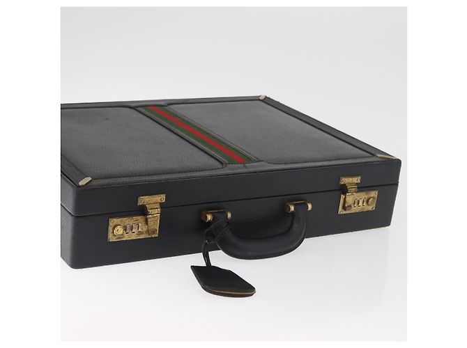 GUCCI Web Sherry Line Attache Case Leather Black Gold 016 067 1183 - Ansicht 6