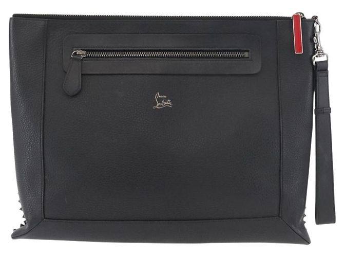 Christian Louboutin Studs Clutch Bag Leather Black Silver - vista 2