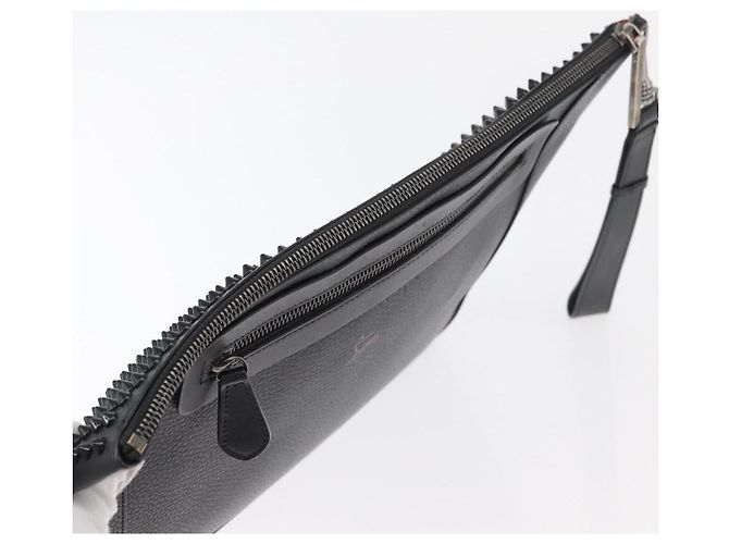 Christian Louboutin Studs Clutch Bag Leather Black Silver - vista 6