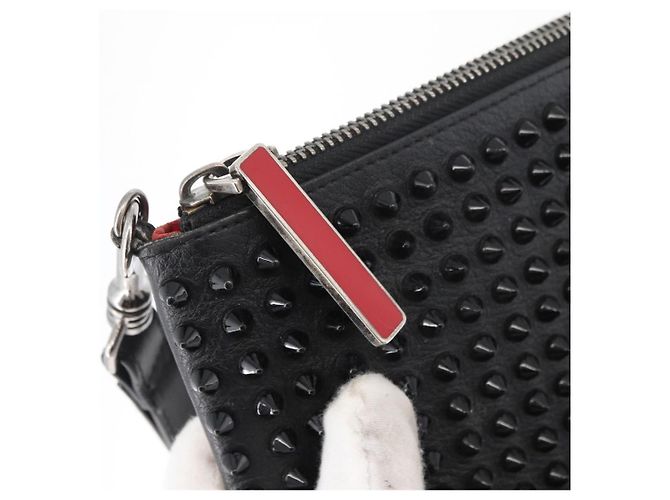 Christian Louboutin Studs Clutch Bag Leather Black Silver - vista 9