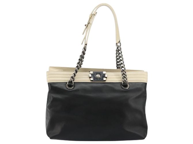CHANEL Boy Chanel Chain Tote Bag Calf Skin Black Silver CC - Ansicht 13