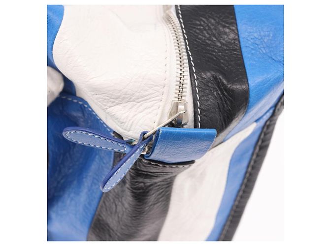 BALENCIAGA Bazaar Shopper M Tote Bag Leather Blue Silver 443097 - vista 10