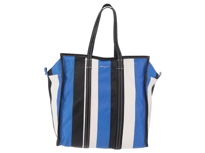 BALENCIAGA Bazaar Shopper M Tote Bag Leather Blue Silver 443097 - vista 13
