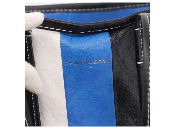BALENCIAGA Bazaar Shopper M Tote Bag Leather Blue Silver 443097 - vista 18