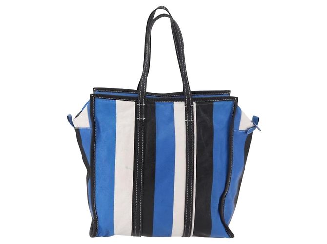 BALENCIAGA Bazaar Shopper M Tote Bag Leather Blue Silver 443097 - vista 2