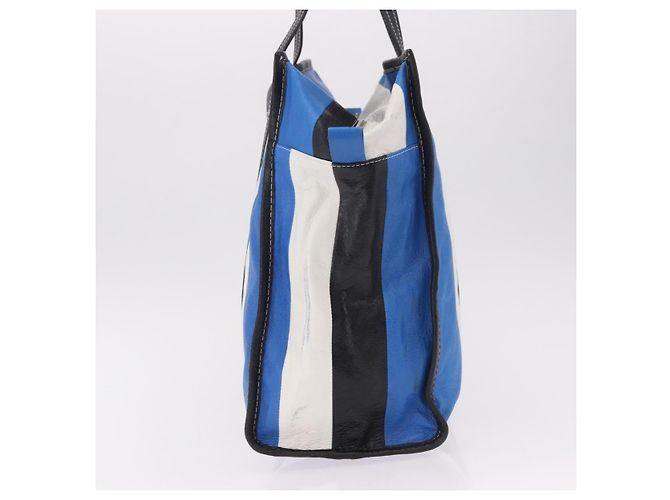 BALENCIAGA Bazaar Shopper M Tote Bag Leather Blue Silver 443097 - vista 4