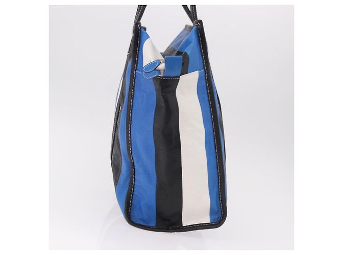 BALENCIAGA Bazaar Shopper M Tote Bag Leather Blue Silver 443097 - vista 5