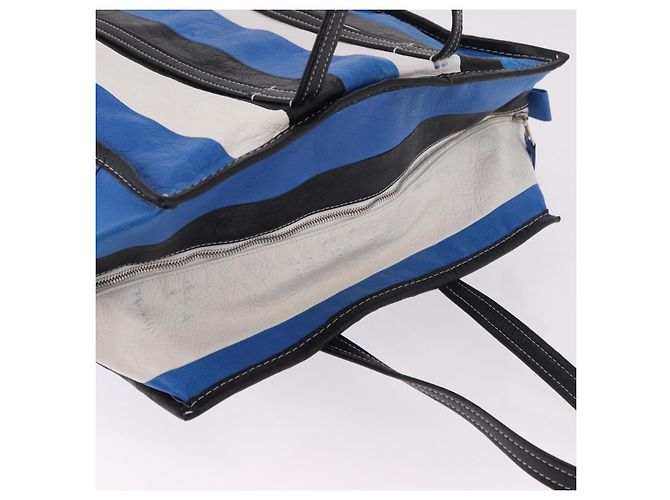 BALENCIAGA Bazaar Shopper M Tote Bag Leather Blue Silver 443097 - vista 7