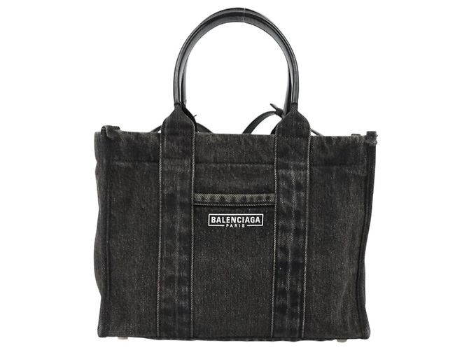 BALENCIAGA Hand Bag Denim 2way Black Silver 671402 - vista 13