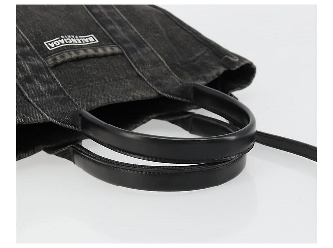 BALENCIAGA Hand Bag Denim 2way Black Silver 671402 - vista 7