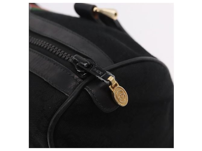 GUCCI GG Canvas Web Sherry Line Hand Bag Black Red Green 010 378 - vista 10