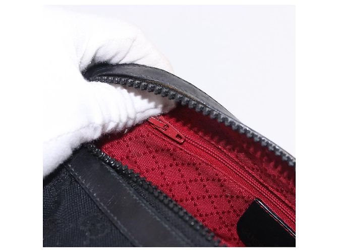 GUCCI GG Canvas Web Sherry Line Hand Bag Black Red Green 010 378 - vista 21