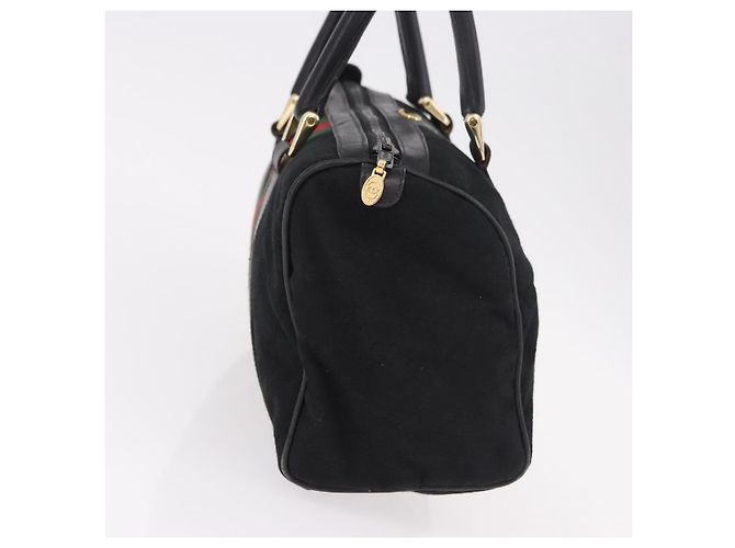 GUCCI GG Canvas Web Sherry Line Hand Bag Black Red Green 010 378 - vista 4