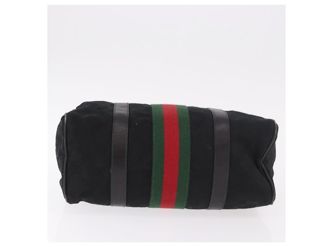 GUCCI GG Canvas Web Sherry Line Hand Bag Black Red Green 010 378 - vista 5