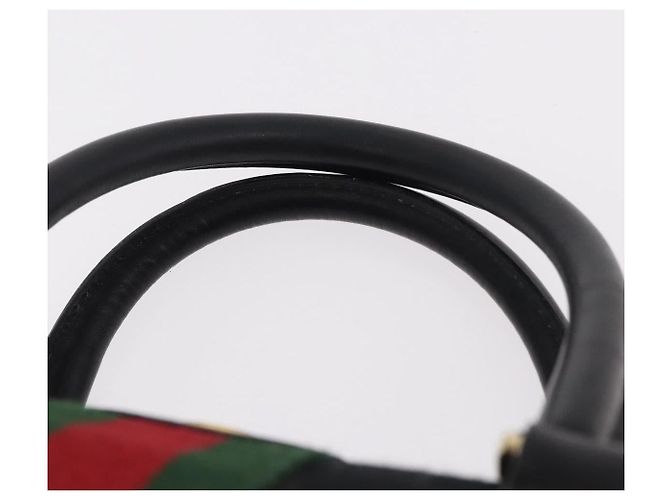 GUCCI GG Canvas Web Sherry Line Hand Bag Black Red Green 010 378 - vista 8