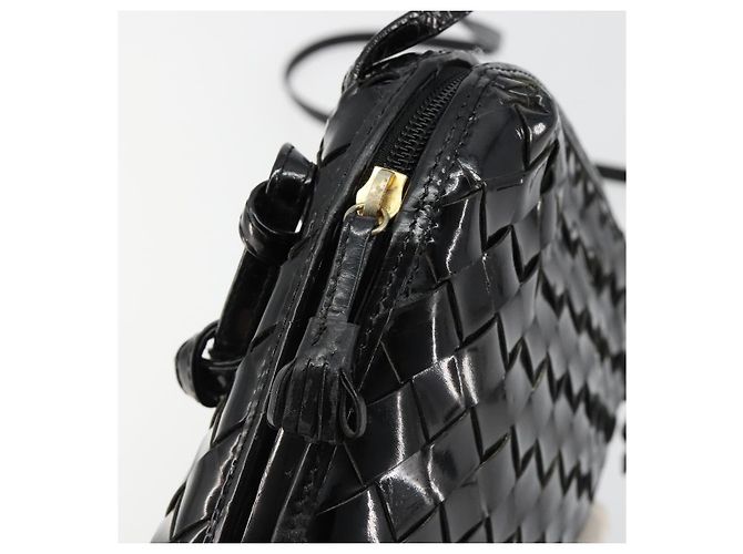 BOTTEGA VENETA INTRECCIATO Schultertasche Lackleder Schwarz - Ansicht 9
