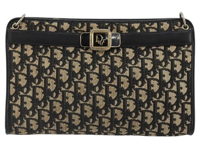 Christian Dior Trotter Canvas Shoulder Bag Navy Gold - vista 13