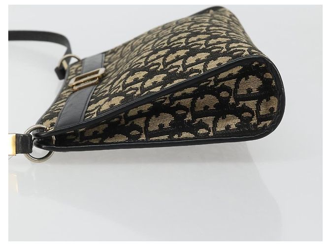 Christian Dior Trotter Canvas Shoulder Bag Navy Gold - vista 4