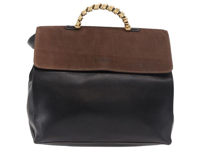 LOEWE Velazquez Hand Bag Leather 2way Black Gold - vista 13