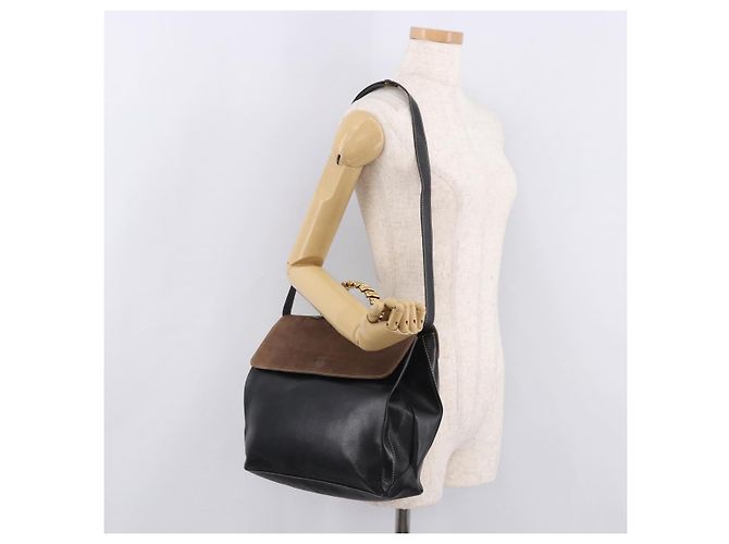 LOEWE Velazquez Hand Bag Leather 2way Black Gold - vista 24