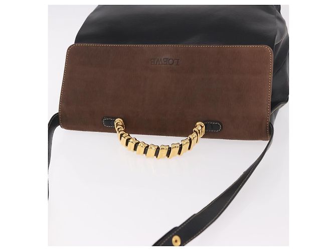 LOEWE Velazquez Hand Bag Leather 2way Black Gold - vista 6