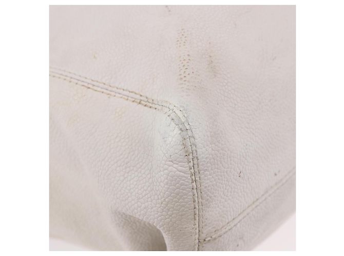 CHANEL Chain Tote Bag Caviar Skin White Gold CC - vista 15