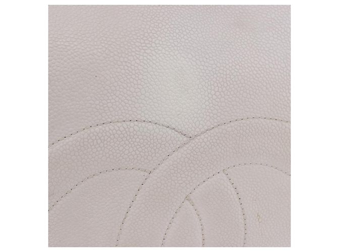 CHANEL Chain Tote Bag Caviar Skin White Gold CC - vista 2