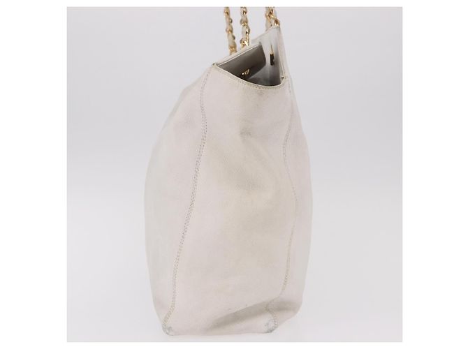 CHANEL Chain Tote Bag Caviar Skin White Gold CC - vista 4