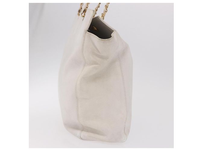 CHANEL Chain Tote Bag Caviar Skin White Gold CC - vista 5