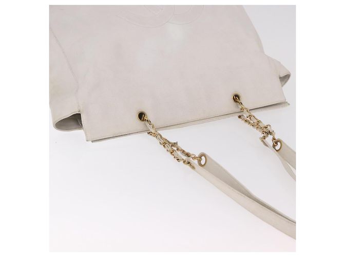 CHANEL Chain Tote Bag Caviar Skin White Gold CC - vista 7