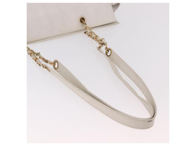 CHANEL Chain Tote Bag Caviar Skin White Gold CC - vista 8