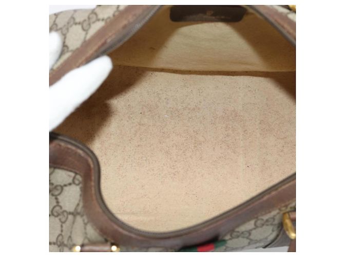 GUCCI GG Supreme Web Sherry Line Boston Bag PVC Beige Gold 58 02 007 - vista 10