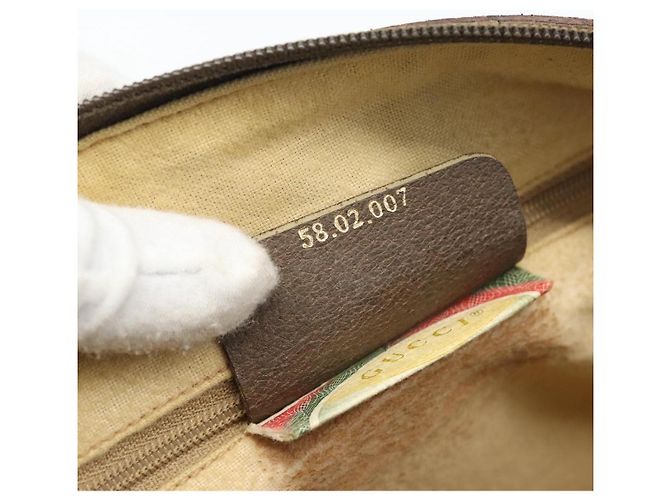 GUCCI GG Supreme Web Sherry Line Boston Bag PVC Beige Gold 58 02 007 - vista 12