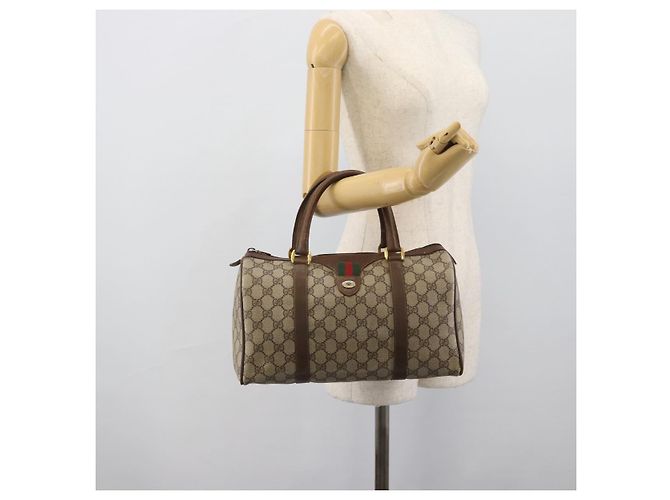 GUCCI GG Supreme Web Sherry Line Boston Bag PVC Beige Gold 58 02 007 - vista 22