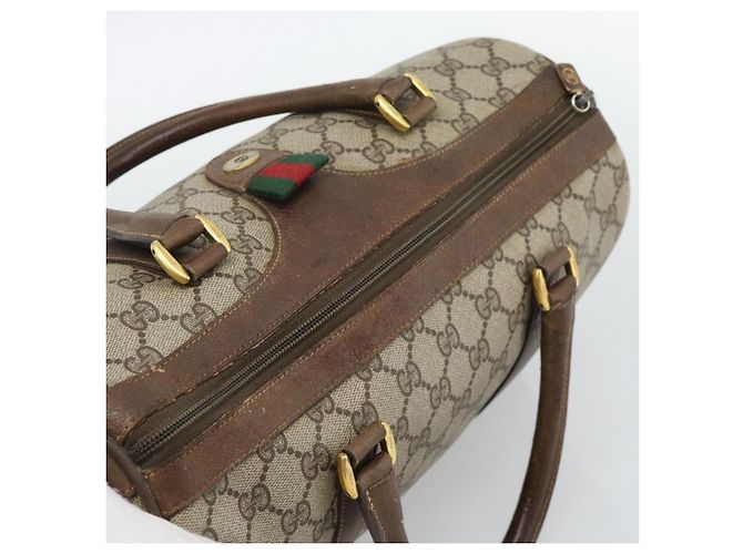 GUCCI GG Supreme Web Sherry Line Boston Bag PVC Beige Gold 58 02 007 - vista 6
