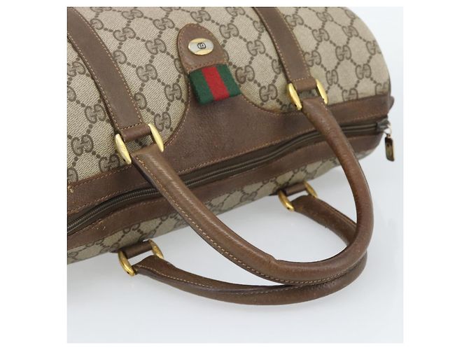 GUCCI GG Supreme Web Sherry Line Boston Bag PVC Beige Gold 58 02 007 - vista 7