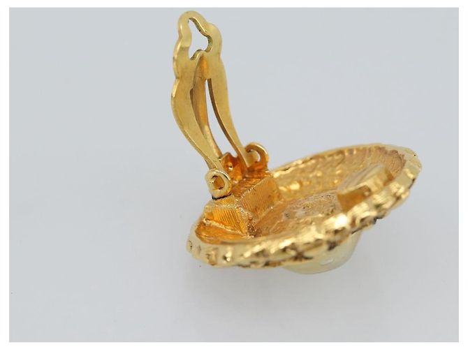 CHANEL Pendientes Metal Dorado Blanco CC - vista 10