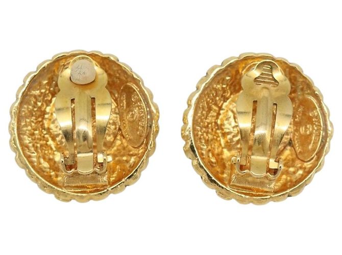 CHANEL Pendientes Metal Dorado Blanco CC - vista 3