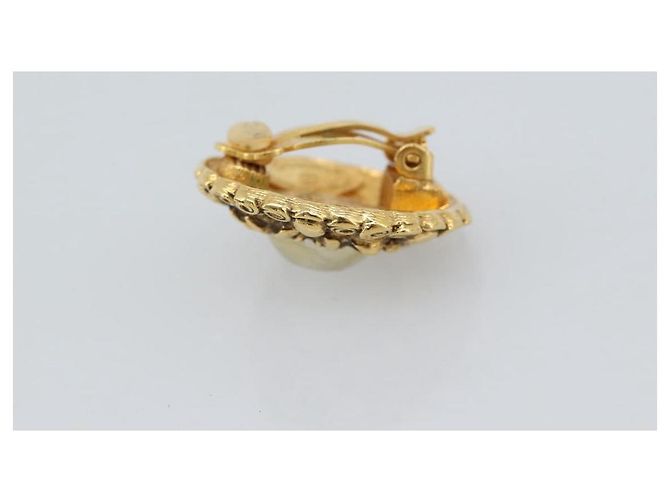 CHANEL Pendientes Metal Dorado Blanco CC - vista 4