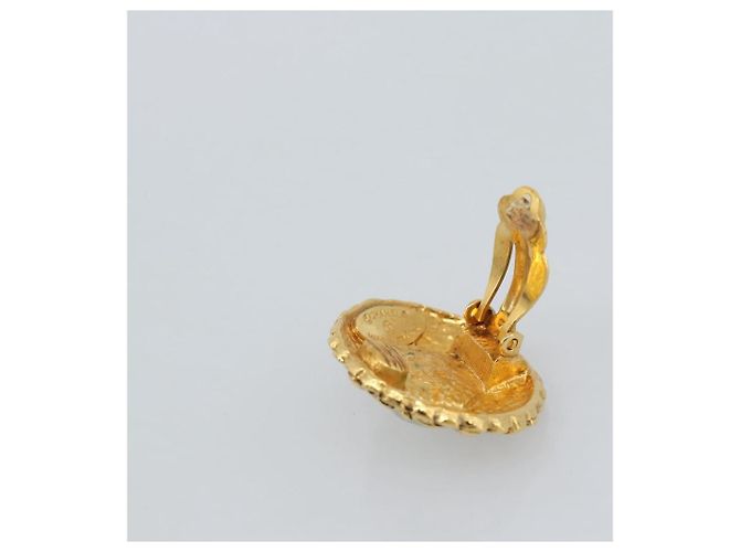 CHANEL Pendientes Metal Dorado Blanco CC - vista 5