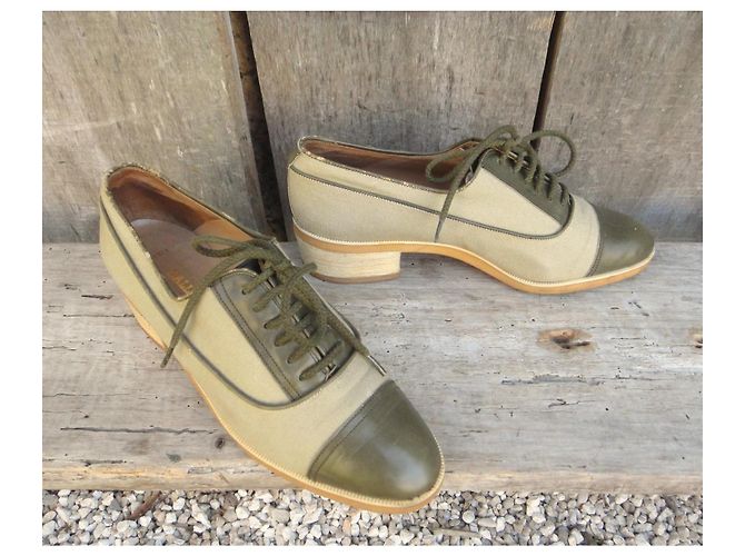 Bally Suisse Scarpe Richelieu Vania in Pelle e Tela Verde Cachi - vista 2