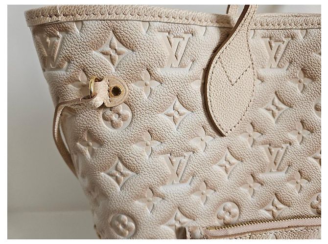 Borsa Louis Vuitton Monogram stardust Neverfull MM in pelle Empreinte Beige - vista 14