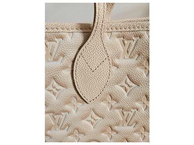 Borsa Louis Vuitton Monogram stardust Neverfull MM in pelle Empreinte Beige - vista 15