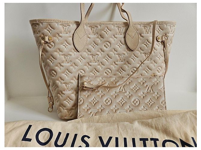 Borsa Louis Vuitton Monogram stardust Neverfull MM in pelle Empreinte Beige - vista 2