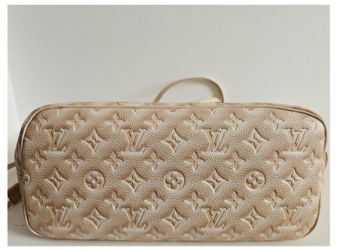 Borsa Louis Vuitton Monogram stardust Neverfull MM in pelle Empreinte Beige - vista 3