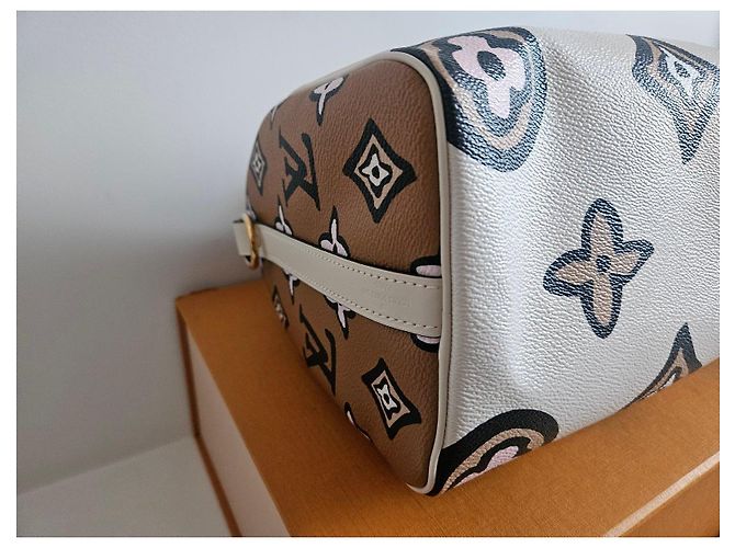 Louis Vuitton Speedy Bandouliere 25 Monogram wild at heart Marrone Nero Rosa Bianco - vista 5