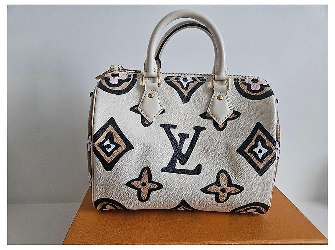 Louis Vuitton Speedy Bandouliere 25 Monogram wild at heart Marrone Nero Rosa Bianco - vista 7