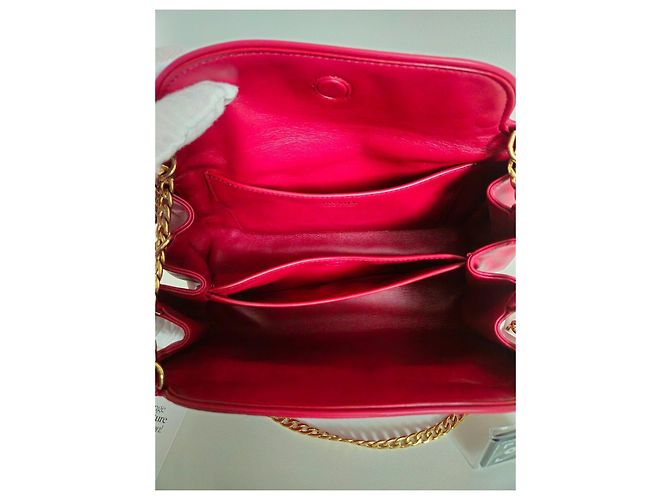 Borsa a tracolla Prada in pelle rossa con catena Tumulte Rosso - vista 8