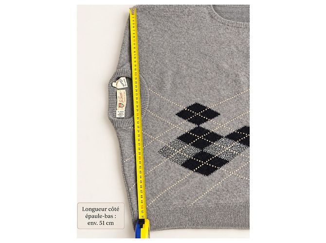 Gucci grauer Kaschmirpullover mit Rautenmuster - Ansicht 7