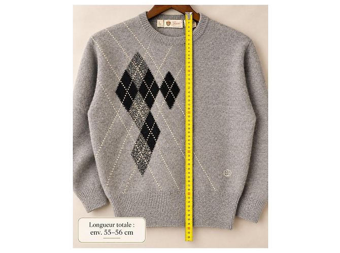 Gucci grauer Kaschmirpullover mit Rautenmuster - Ansicht 9